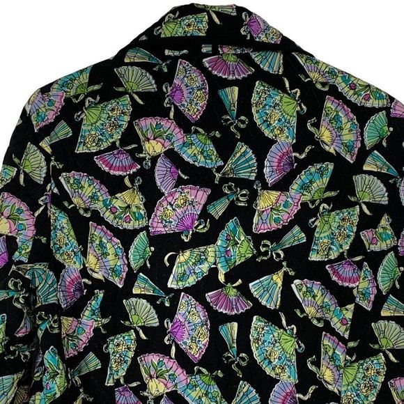 Womens Quilted Zip Jacket Blazer Medium RQT Lightweight 3322 Fan Print Lined - Picture 5 of 5